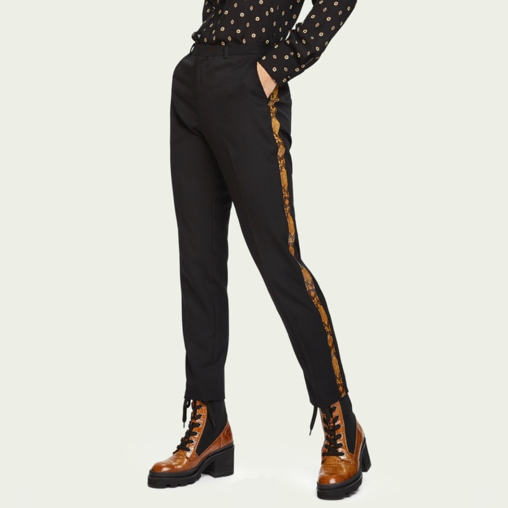 Faux Snakeskin Side Stripe Trousers